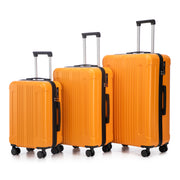 20'/24'/28' 3 pcs/set in ABS Spinner Wheel Luggage, Carry on Suitcase, Matching Color, TSA Combination Lock (Black+Orange)