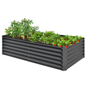 8x4x1.5 ft Galvanized Raised Garden Bed, Outdoor Planter Garden Boxes Large Metal Planter Box for Gardening Vegetables Fruits Flowers,Gray