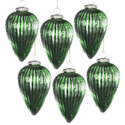 3.3X3.3X5.5' Tear Drop Ornament, Glass Decorative Hanging Christmas Tree Ornaments for Holiday Party Decorations, Set of 6