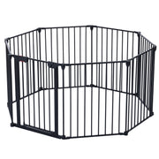 200' Adjustable Safety Gate 8 Panels Play Yard Metal Doorways Fireplace Fence Christmas Tree Fence Gate for House Stairs Gate prohibited area fence