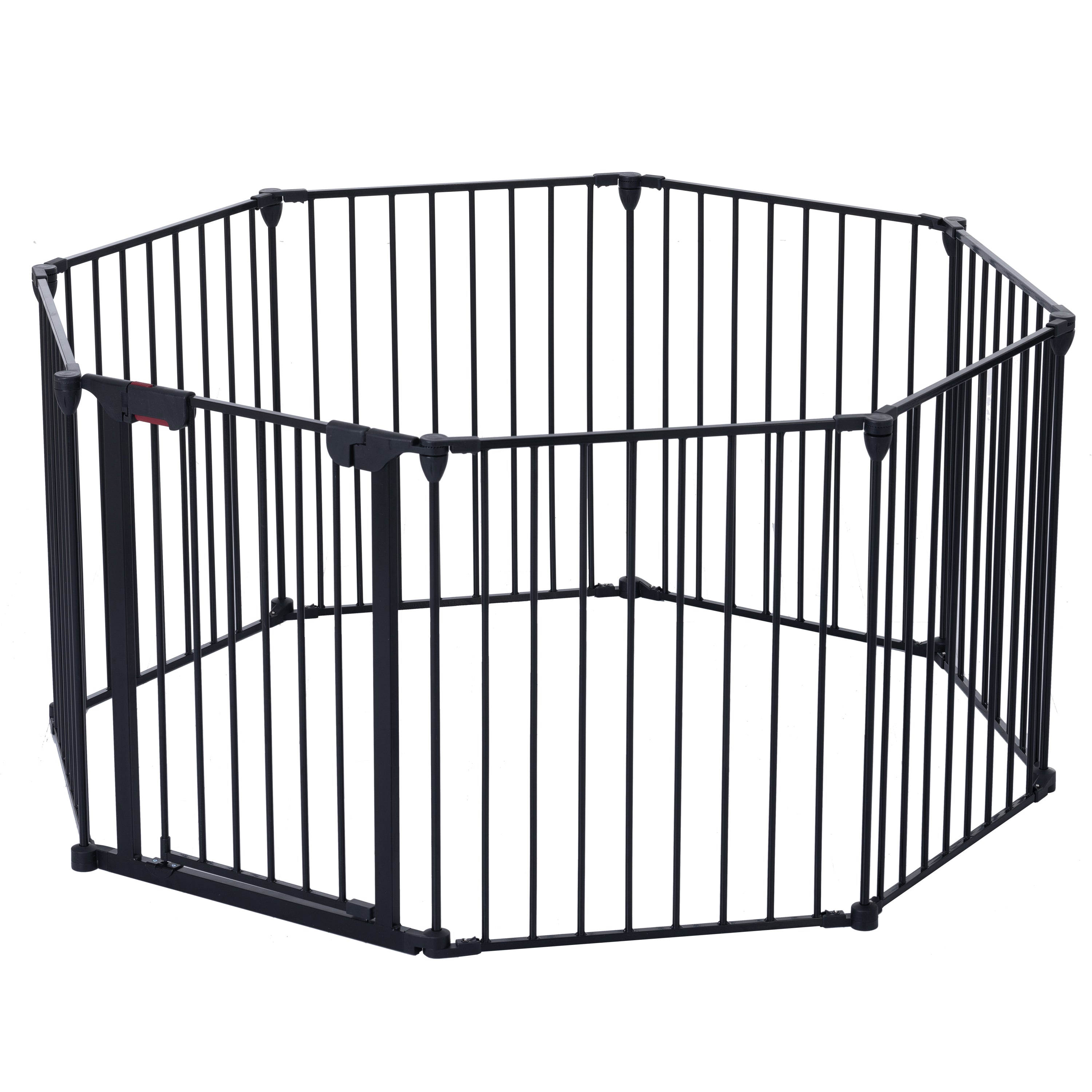 200' Adjustable Safety Gate 8 Panels Play Yard Metal Doorways Fireplace Fence Christmas Tree Fence Gate for House Stairs Gate prohibited area fence