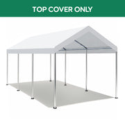 10 x 20 ft Carport Canopy Cover Replacement – Heavy-Duty Waterproof Fabric with 36 Bungee Cords, UV & Tear Resistant, White (Cover Only)