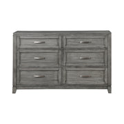 Gray Finish Dresser with 6x Storage Drawers Wooden Bedroom Furniture 1pc