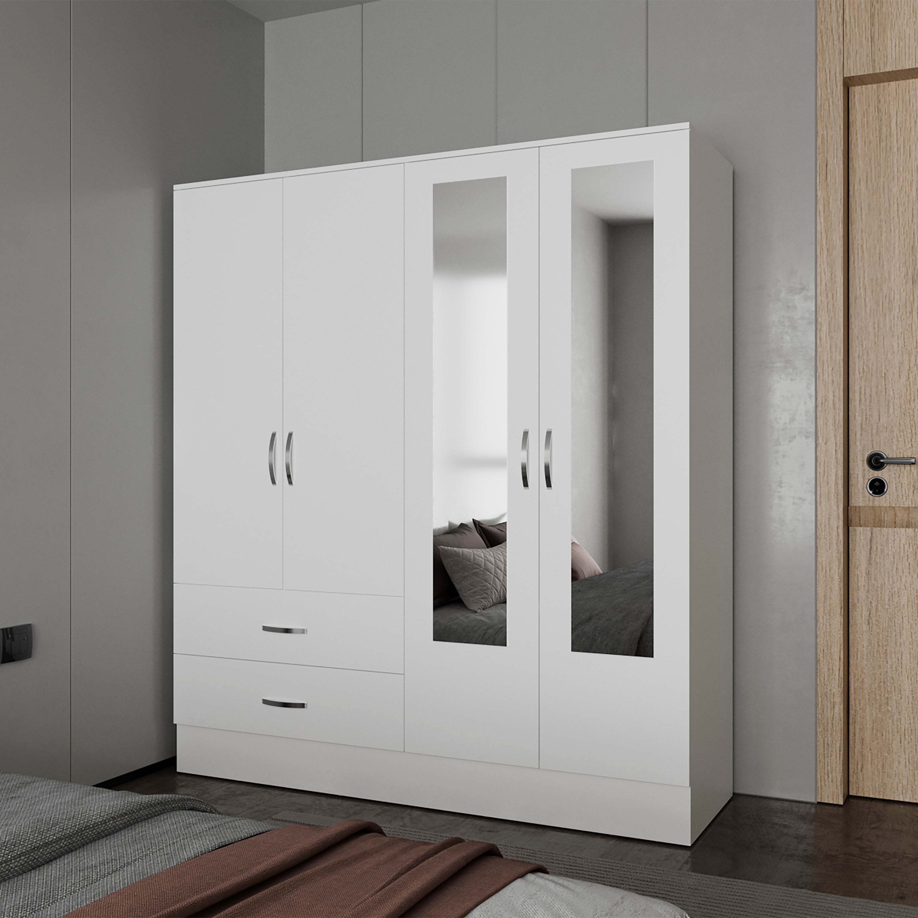White Wardrobe Multistorage with 2 Mirrors