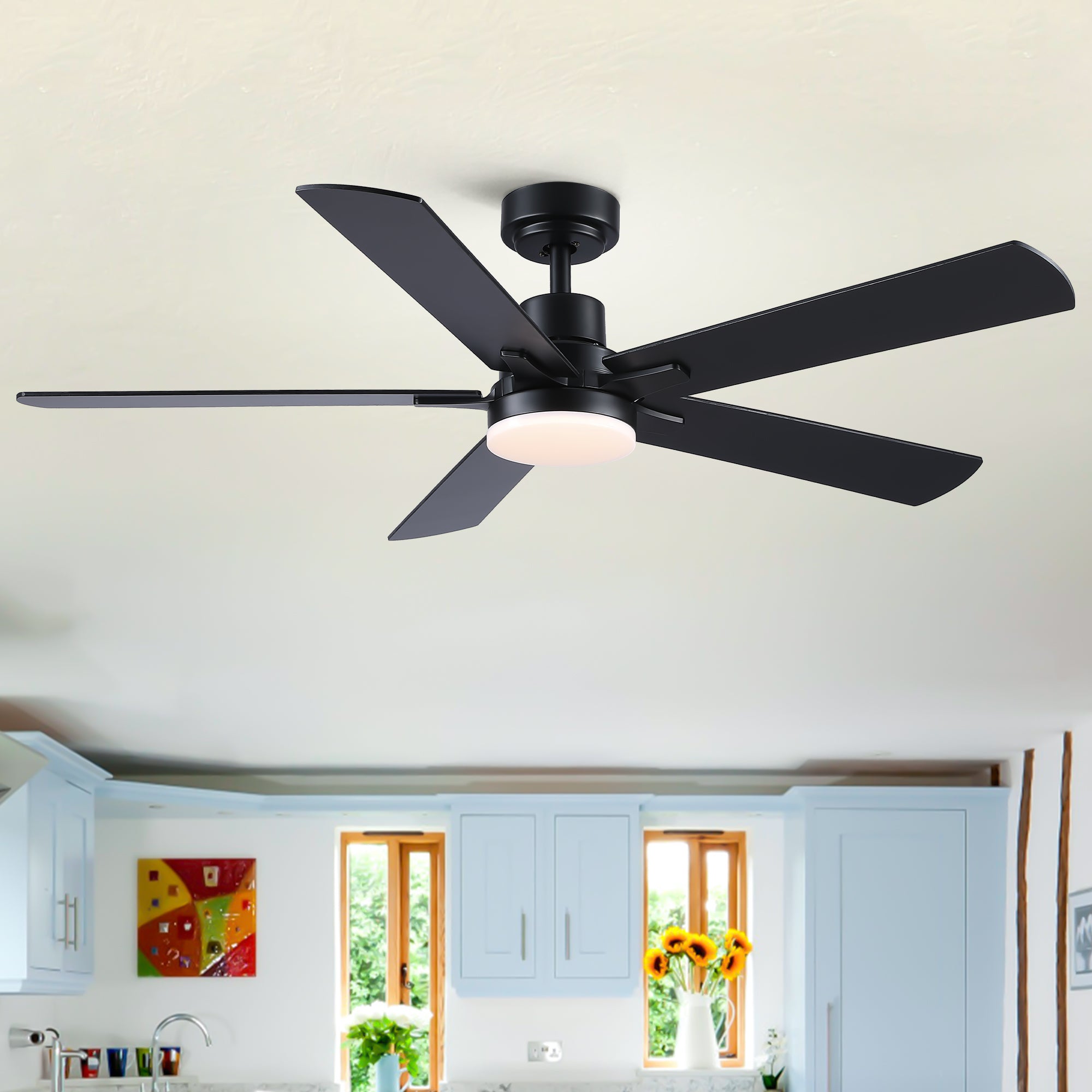 52' Black Lowe Profile Ceiling Fan with Light