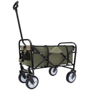 Minimeetall Strap Collapsible Foldable Wagon Cart with strapping system, Beach Wagon, Utility Cart, Utility Wagon Grocery Cart for Camping Shopping Sports Gardeing Fishing Supports 225lbs, army green