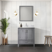 Distressed Grey Bath Vanity 30 in. W x 22 in. D, with Carrara Marble Top