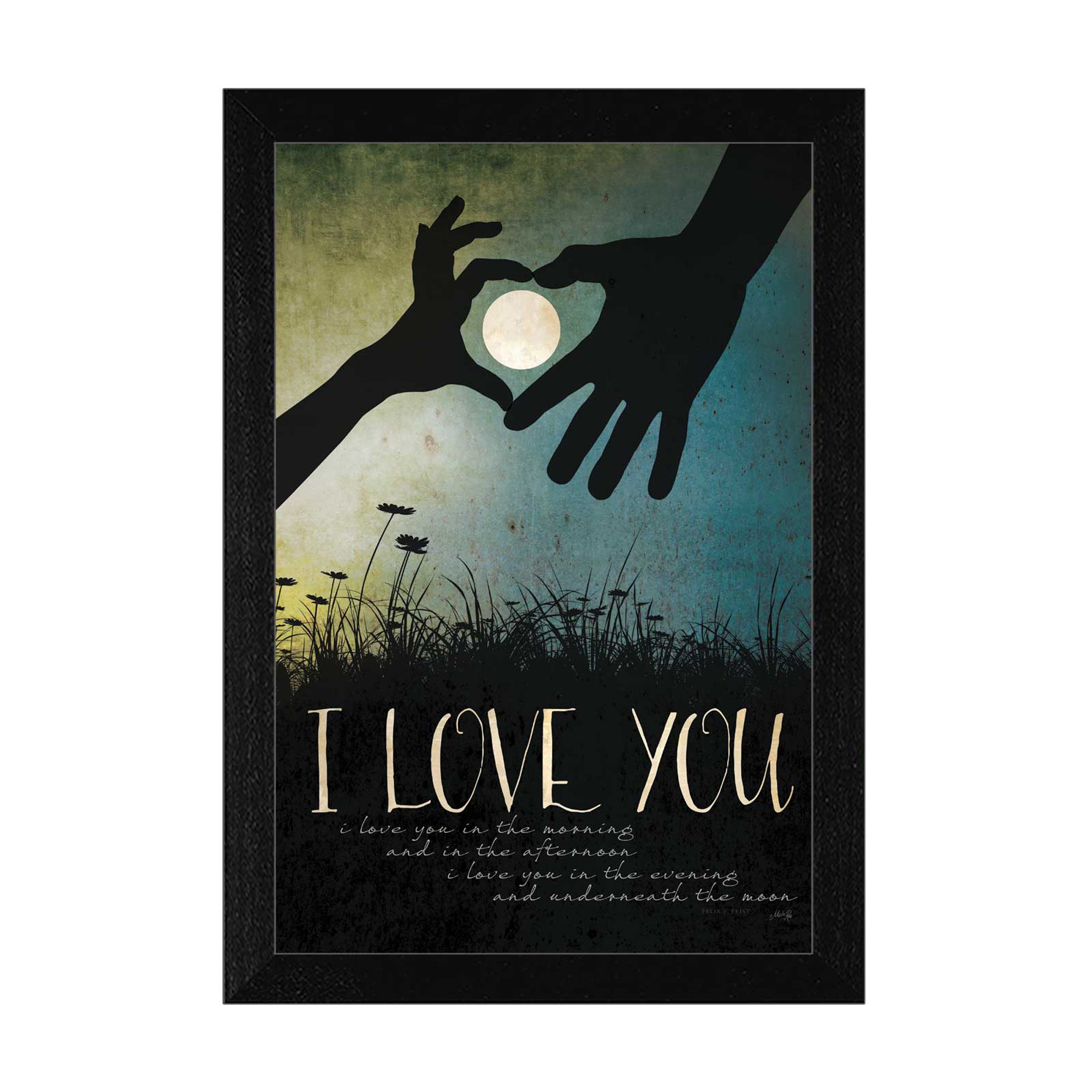 'I Love You Underneath the Moon' By Marla Rae, Printed Wall Art, Ready To Hang Framed Poster, Black Frame