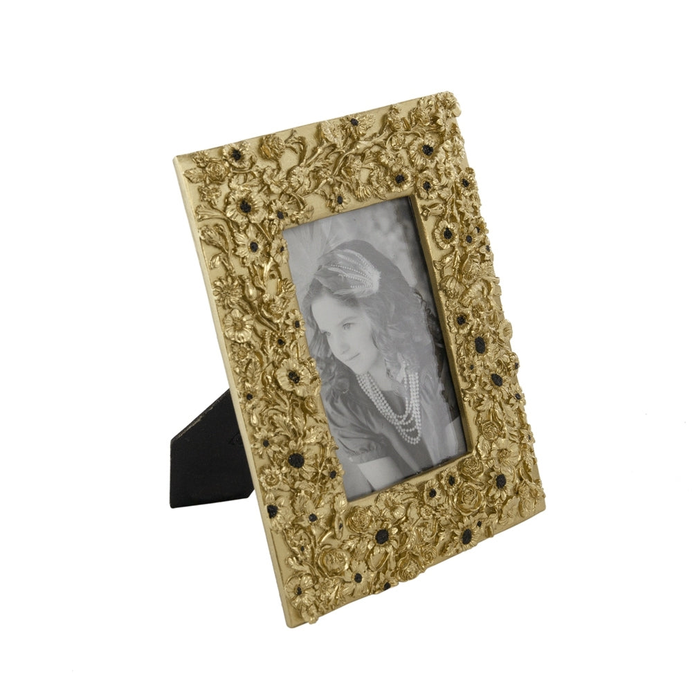 7.5x1x9.5' Vintage Gold Photo Frame with Flower Design