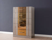 Lorenzo Gold Detailed 5 Drawer Chest made with Wood in Gray (NJ Warehouse Warehouse)