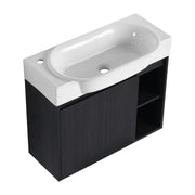 28'' Wall-Mounted Bathroom Vanity with White Ceramic Sink & Soft-Close Door, KD-Packing