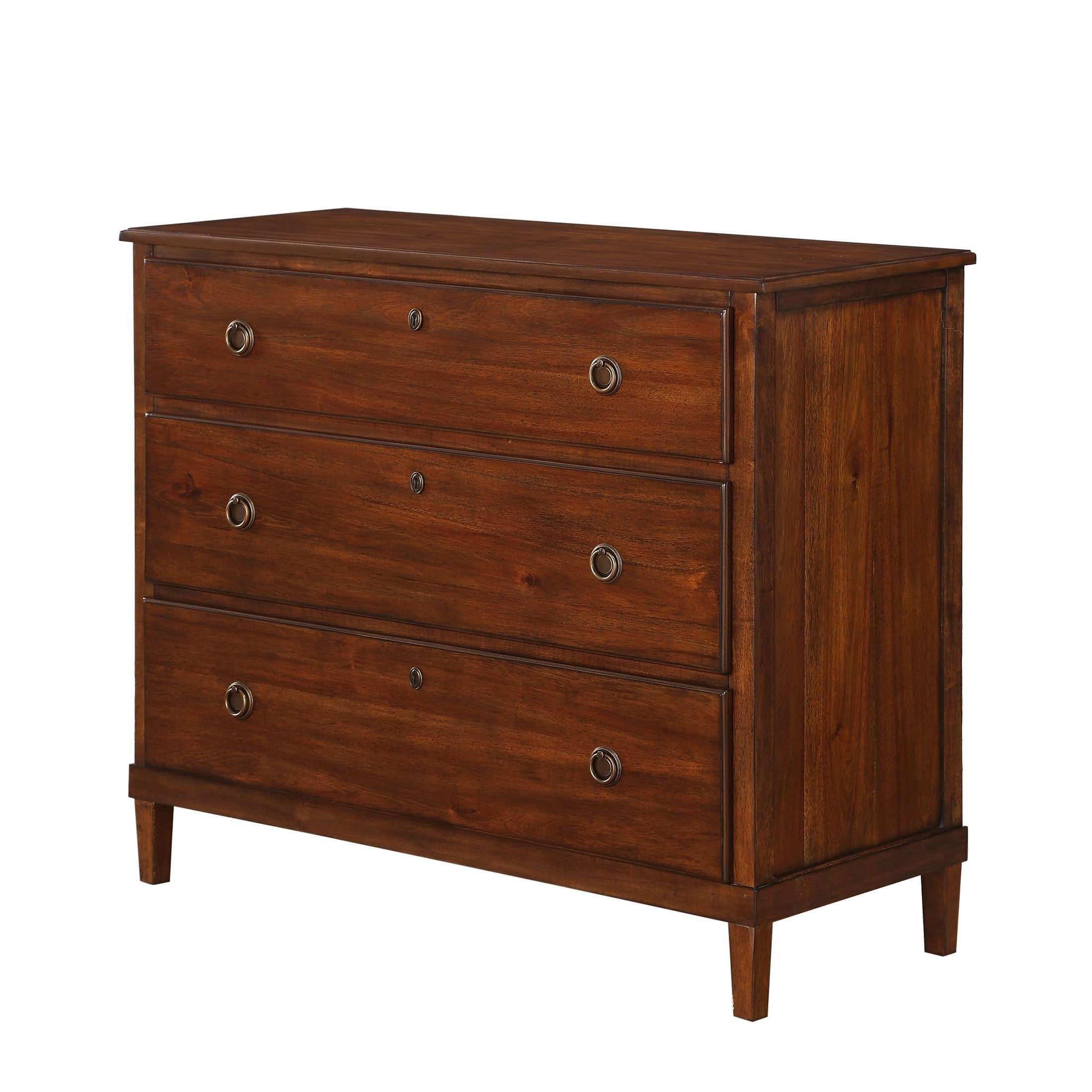 Chamberlin Brown 3-Drawer Dresser with Antique Bronze Hardware