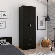 Lisboa Armoire, Rod, Double Door, Two Drawers, Metal Handles