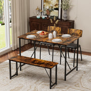 4 Piece Dining Table Set, Kitchen Room Table and 2 Chairs for 4 with Bench for Home, Kitchen, Living Room