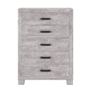 Farmhouse Style ROVER Grey Chest with Spacious 5-Drawer Storage in Solid Wood and MDF