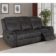 Franklin Charcoal Upholstered Padded Arm Reclining Sofa