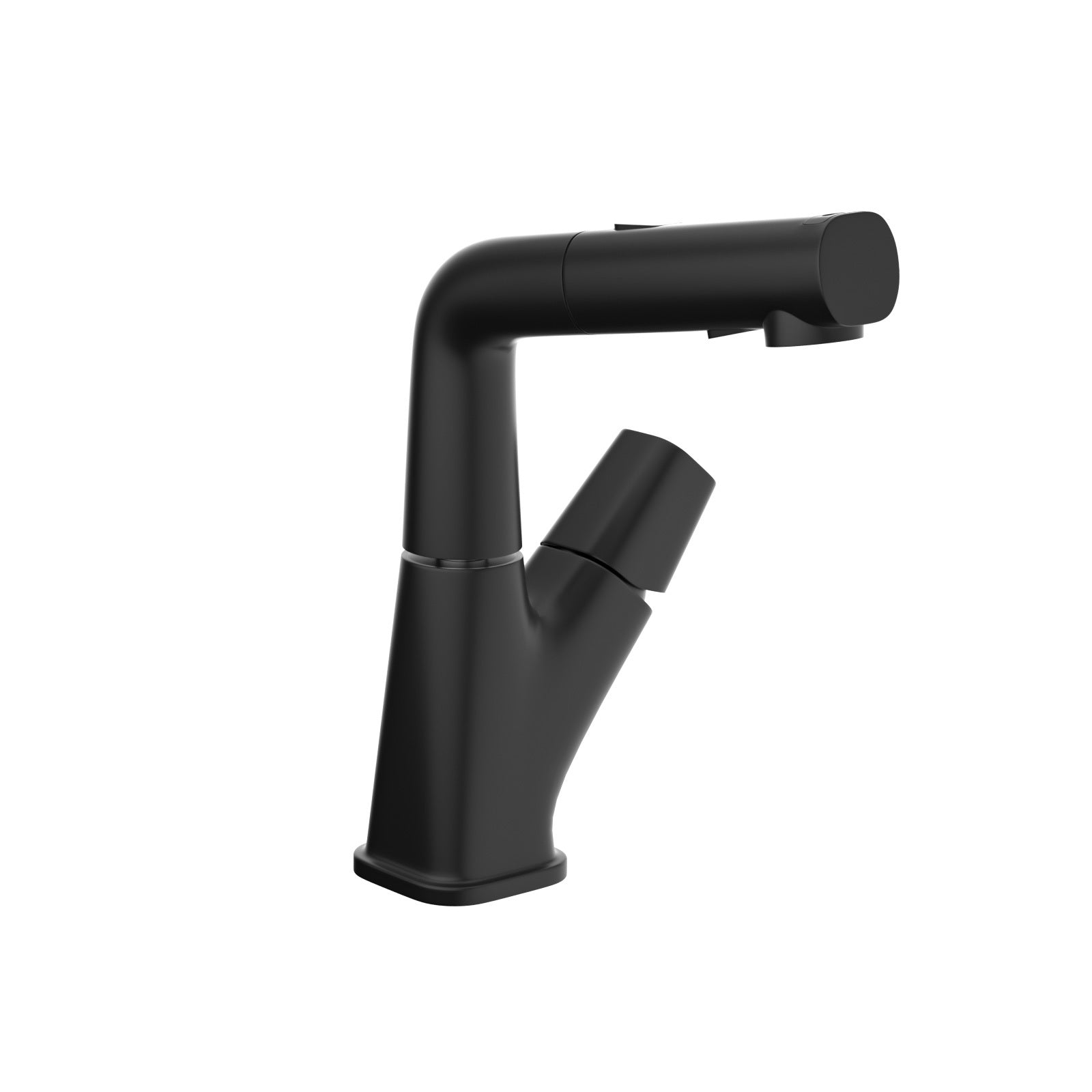 Matte Black Pull-Down Bathroom Sink Faucet with Three Water Modes and Stainless Steel Construction