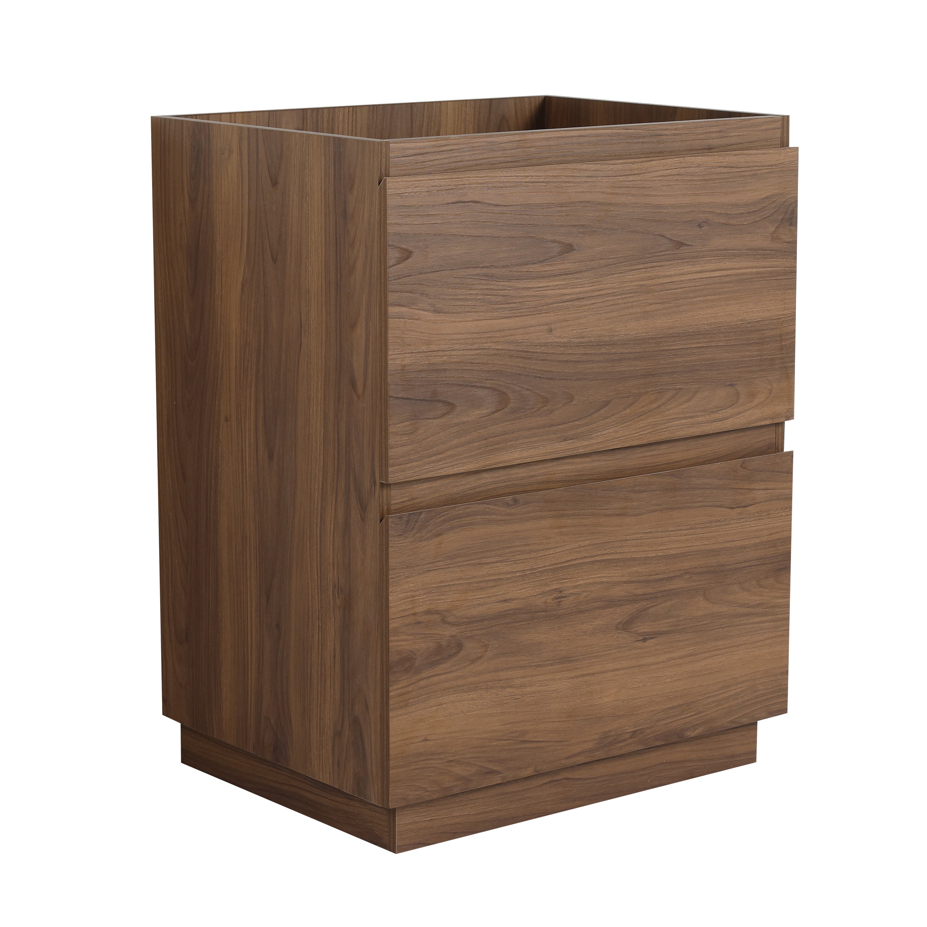 Brown 24' Freestanding Bathroom Vanity with Double Drawer in Engineered Wood