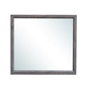 Mirage Contemporary Foil Grey Mirror with Wood Trim in Black and Gray Rubber Wood