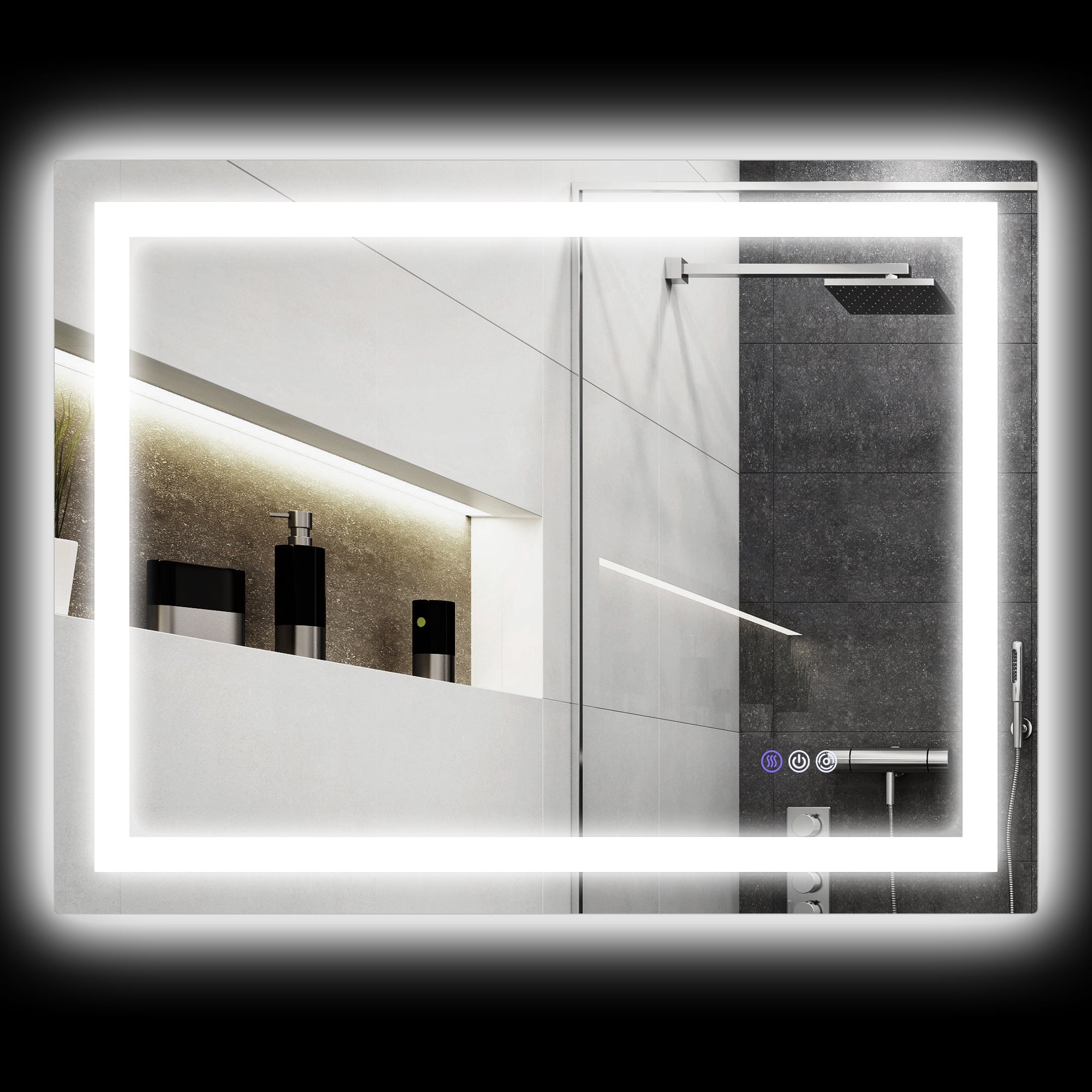 HOMCOM LED Bathroom Mirror with Lights, 35' x 28' Backlit Front Lit LED Mirror for Bathroom, Anti-Fog, Memory, Infinite Color Temperature, Wall Mounted Dimmable Vanity Mirror, Horizontal/Vertical