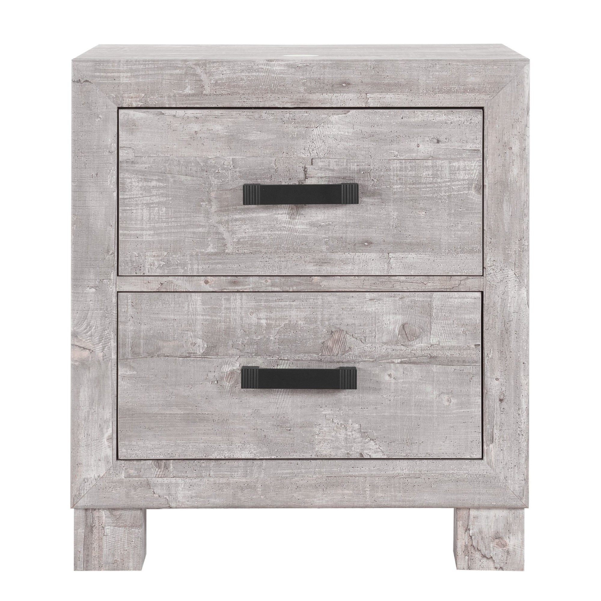 Farmhouse Style ROVER Gray Nightstand with Spacious Drawers and Solid Wood Construction