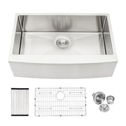 Farmhouse Style 30 Inch Stainless Steel Apron Front Kitchen Sink with 10 Inch Depth and Brushed Nickel Finish