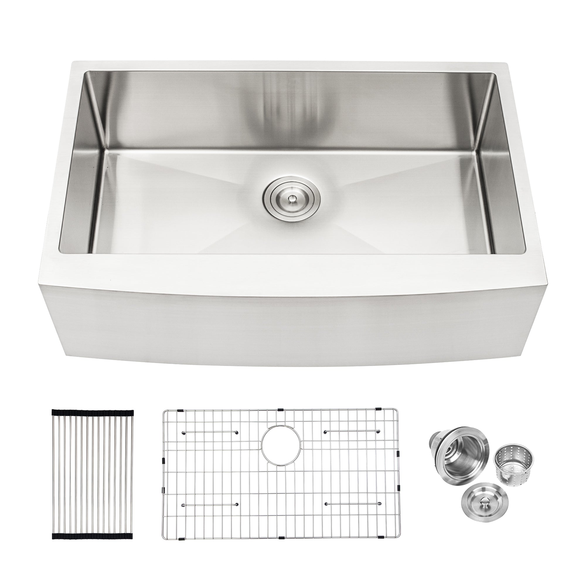 Farmhouse Style 30 Inch Stainless Steel Apron Front Kitchen Sink with 10 Inch Depth and Brushed Nickel Finish