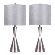 Gemma 23' Contemporary Metal Table Lamp in Brushed Nickel and Grey Linen Shade from Grandview Gallery by LumiSource - Set of 2