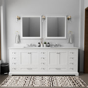 White Double Bath Vanity 84 in. W x 22 in. D, with Cultured Marble Top