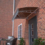 DA4734C Series Door Window Awning Canopy Made of  0.137 Inch Thick Crystal Solid Polycarbonate Sheet and Aluminum Alloy with Valance in size of 47' Wide x 34' Deep for Masonry Concrete Wall