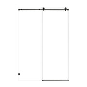 Frameless Single Sliding Soft-Close Shower Door with Matte Black Finish, 5/16 Inches Clear Nano-Coated Tempered Glass and 304 Stainless Steel Handle, 60 Inches W x 76 Inches H