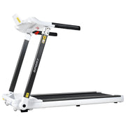 FITIME Portable Compact Treadmill with Electric Motorized 3.5HP, Bluetooth Speaker, White Metal, Medium Size