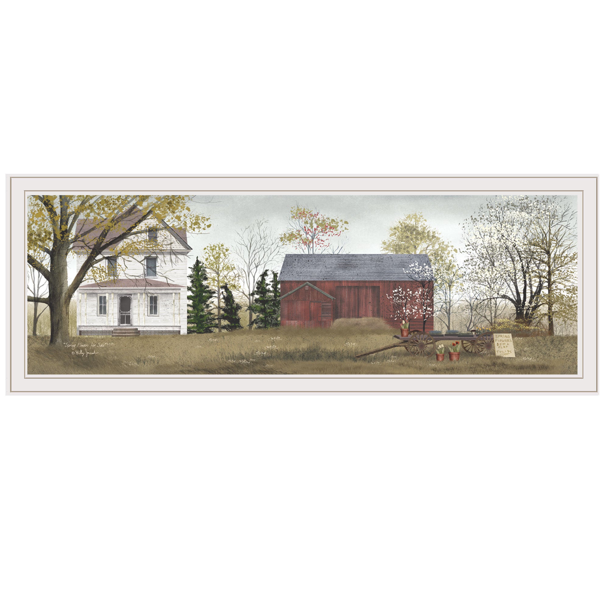 'Spring Flowers for Sale' By Billy Jacob, Ready to Hang Framed Print, White Frame