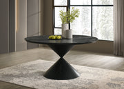 Haven 59' Round Ebony Black Pedestal Dining Table with Hourglass Base