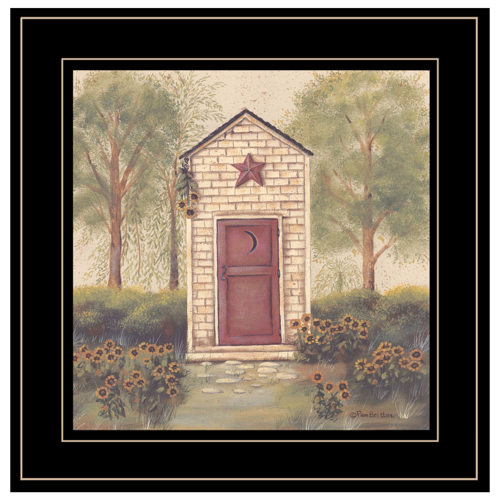 'Folk Art Outhouse III' by Pam Britton, Ready to Hang Framed Print, Black Frame