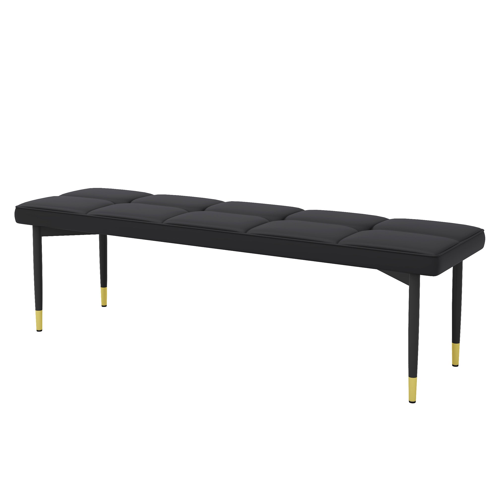 Multifunctional Black Shoe Bench with Faux PU Cushion, 59*17 Inch.It can also be used as a matching dining chair.