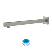 16' Wall Mounted Shower Arm with Flange in Brushed Nickel, Stainless Steel for Rain Shower Heads