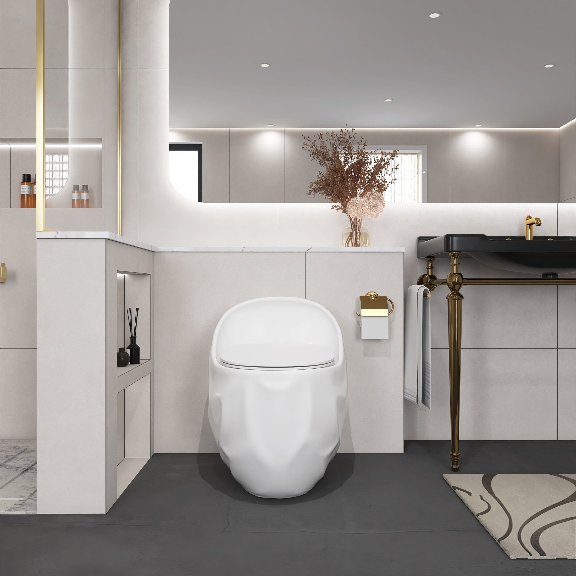 1-Piece 1.28 GPF Single Flush Egg Shape Toilet in Glossy White