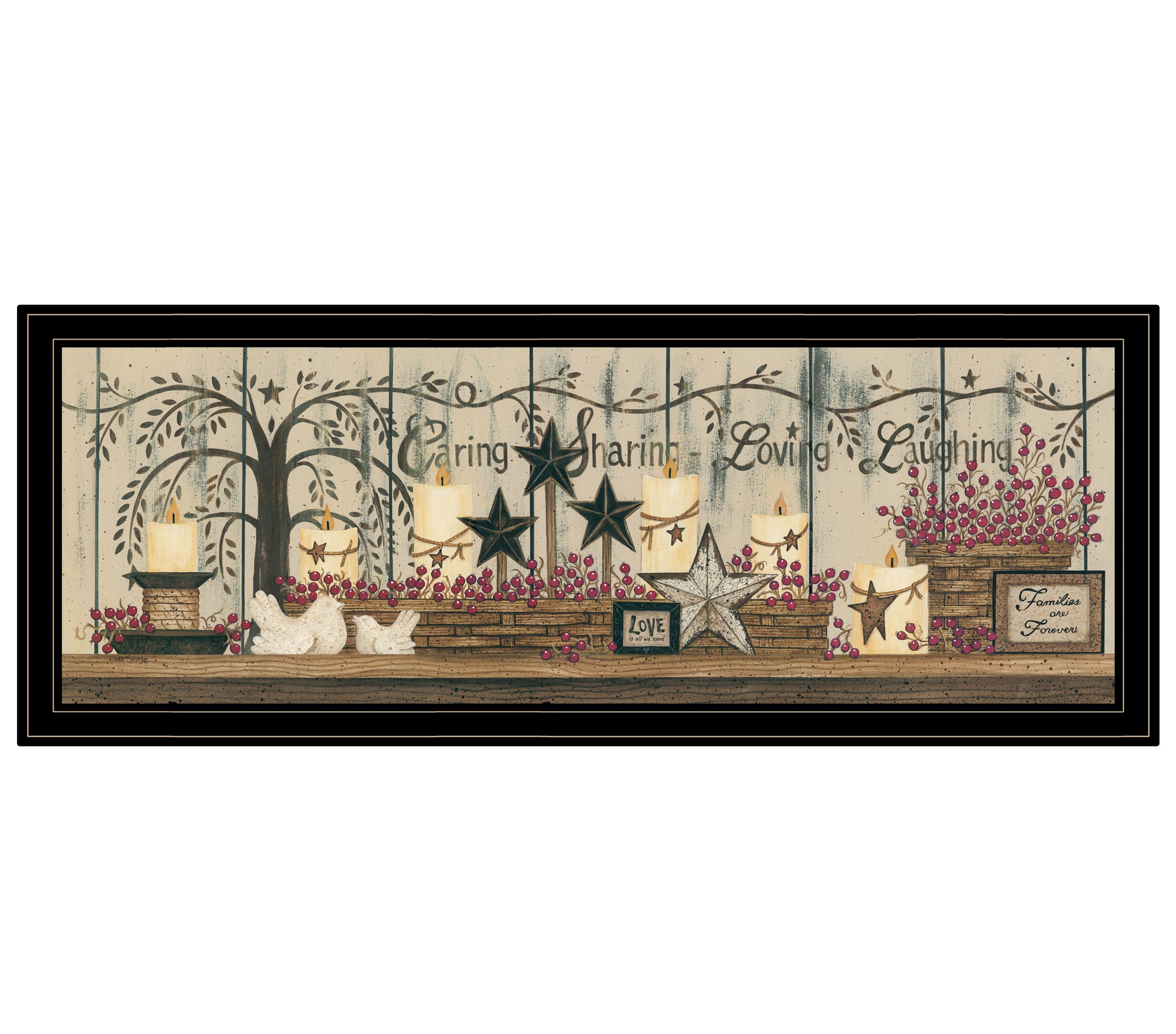 'Willow Tree Shelf Collection' by Linda Spivey, Ready to Hang Framed Print, Black Frame