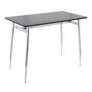 Marcel Contemporary Counter Table in Chrome Metal and Black Wood by LumiSource