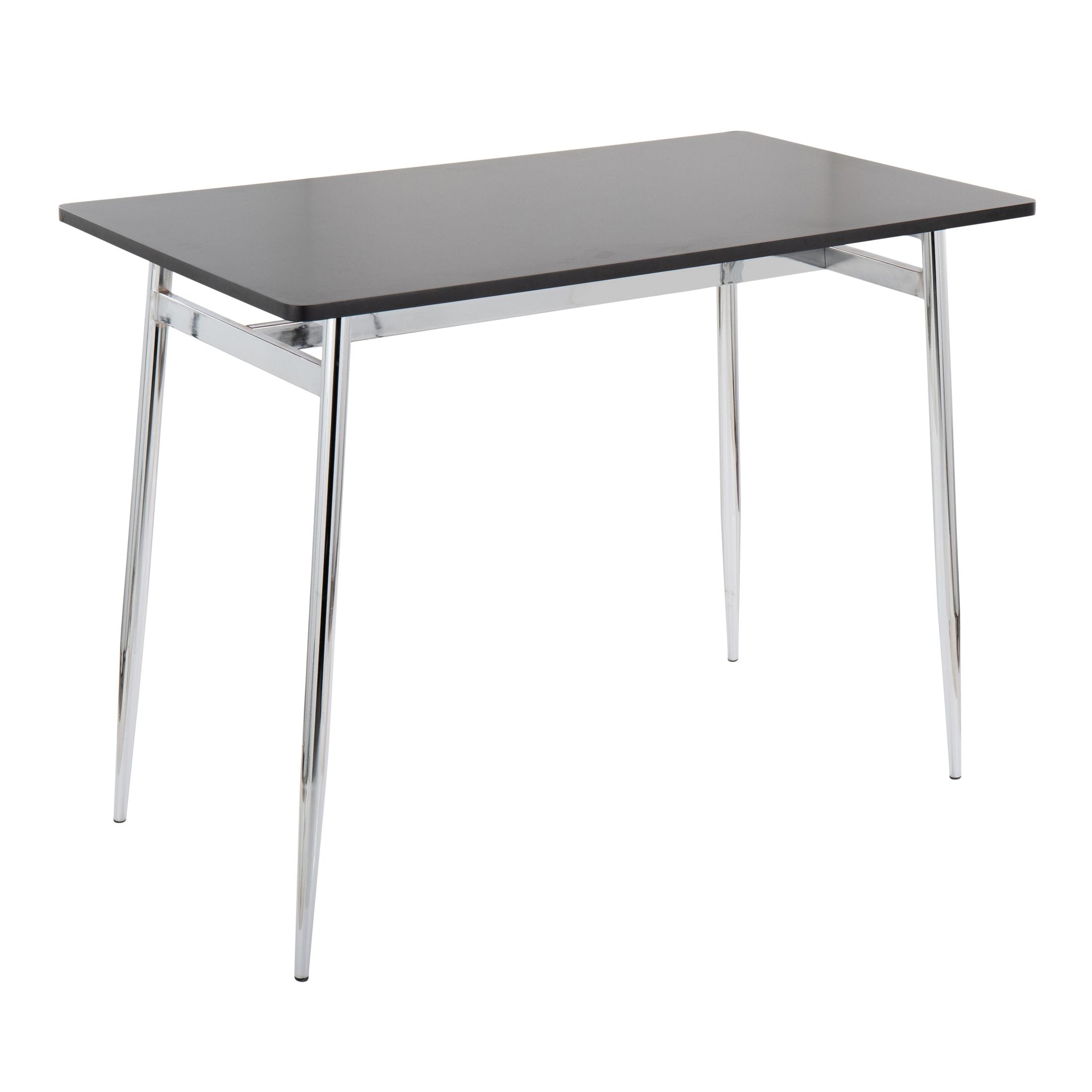 Marcel Contemporary Counter Table in Chrome Metal and Black Wood by LumiSource