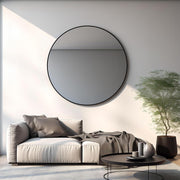 42 Inch Black Metal Framed Round Bathrrom Mirror for Wall.(W2203P156441)