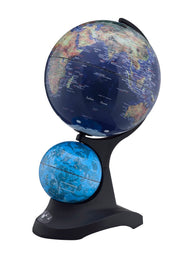 17.5' Tall Globe with Additional Small Constellation Globe, Black Acrylic Base
