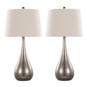 Pebble 29' Contemporary Metal Table Lamp in Aged Pewter with Natural Linen Shade from Grandview Gallery by LumiSource - Set of 2
