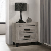 Farmhouse Style Light Gray Finish Nightstand with Storage Drawers Black Hardware Wooden Bedroom Furniture 1pc