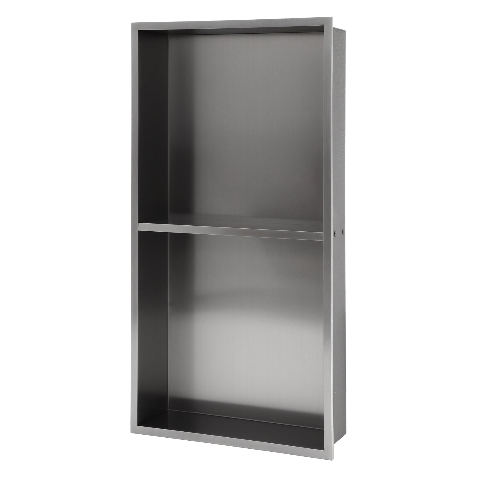 13' x 25' Gunmetal Black Stainless Steel Shower Niche Double Shelf with Corrosion Resistance