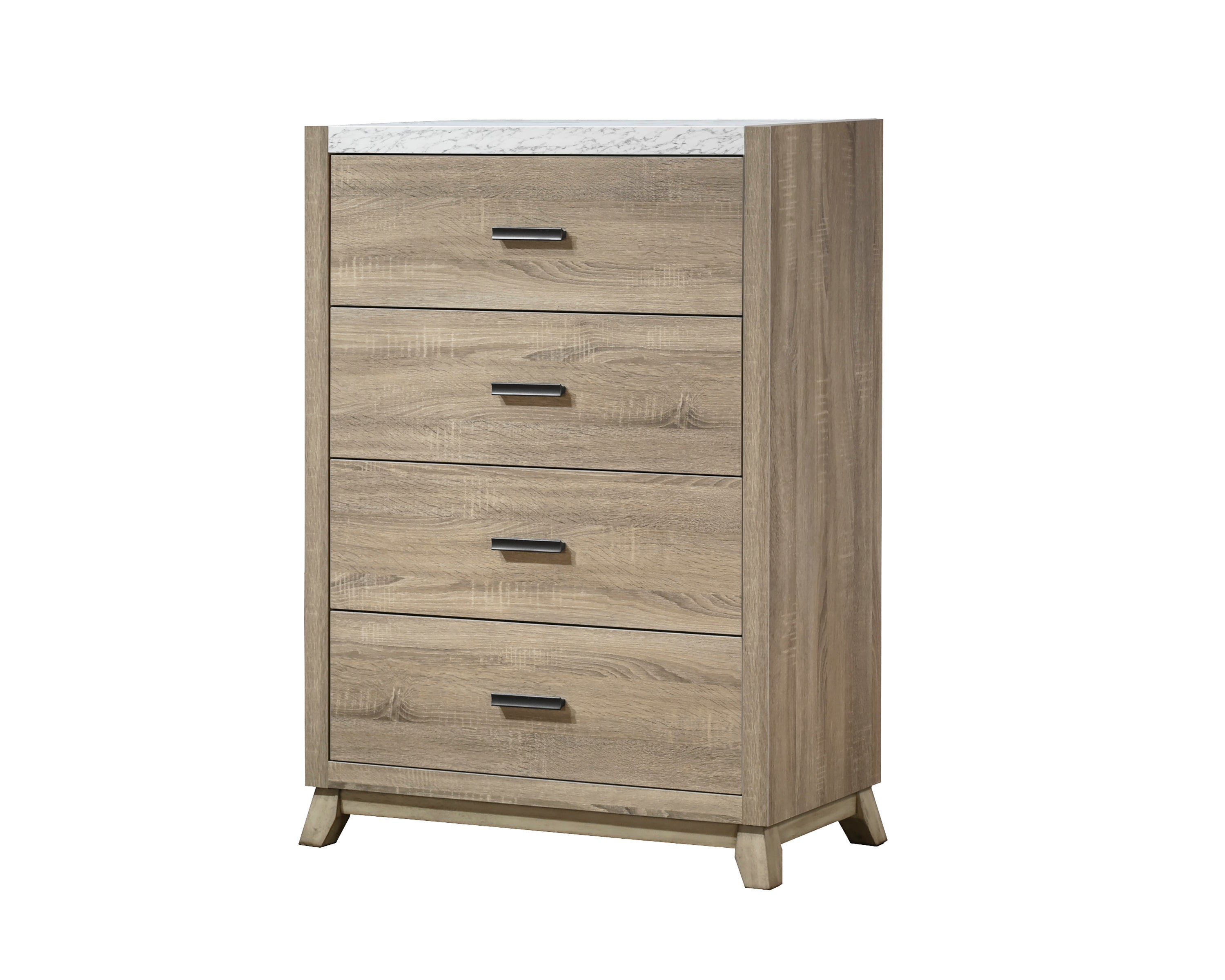 1pc Rustic Transitional Contemporary Chest Natural Brown Faux Stone Top Bed Side Cabinet Furniture