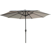 9 ft Aluminum Patio Market Umbrella with 8 Ribs, UV 50 Protection, Push Button Tilt and Crank, for Garden, Beach or Table Use, Gray, Without Base