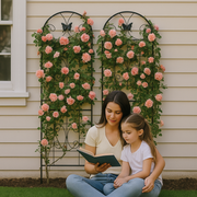 Metal Garden Trellis, 2 Pack Metal Trellis for Climbing Plants, Indoor/Outdoor Plant Trellis for Potted Plants, House Plants, Climbing Vines, Flowers and Vegetables, Lawn Garden Fence Decor Screen, Bl