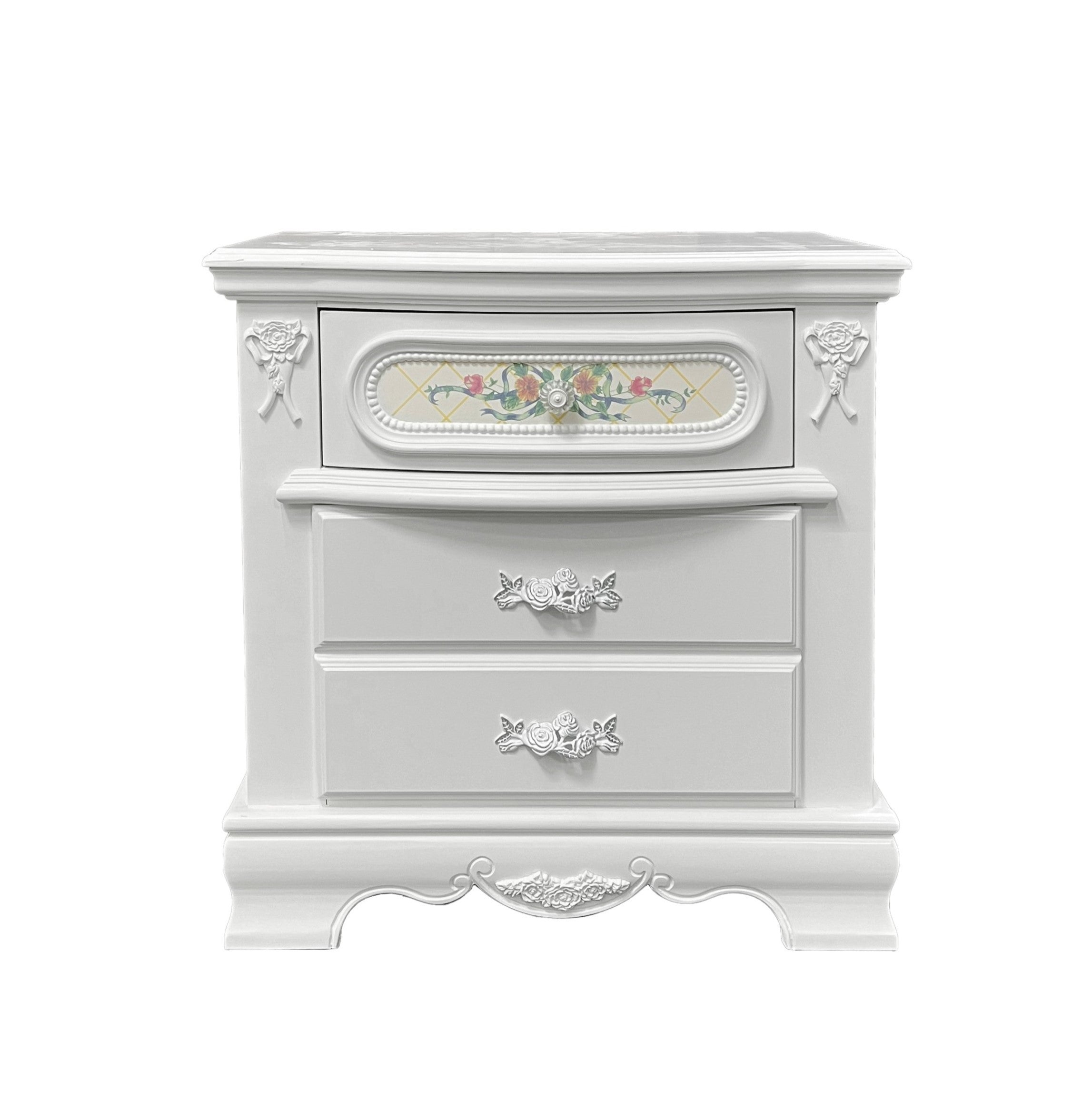 Traditional Bedroom Furniture Two Drawers Nightstand White Finish 1pc